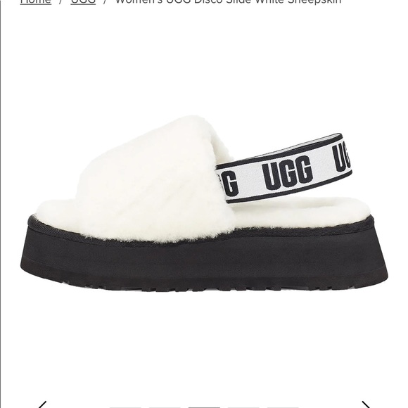 Women's UGG Disco Slide White Sheepskin - Picture 3 of 14